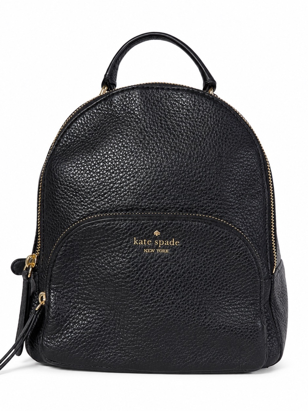 Kate Spade Jackson Medium Pebbled Leather Backpack Black Gold Hardware